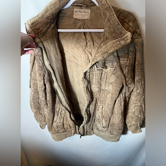 Free People Luna Cozy Bomber Jacket Oversized Zip Front Drawstring Detail XS - Picture 13 of 16